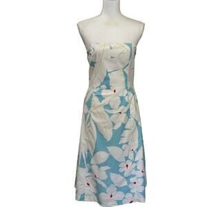 Helen Wang New York blue/white strapless floral dress, 8, tropical, vacation